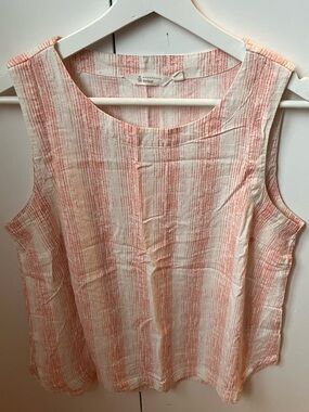 Weekenders Cream & Coral Washed Stripe Tank